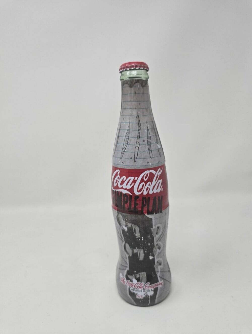 Limited Edition Simple Plan Coca Cola Glass Bottle Coke Rock Band 9.5" RARE